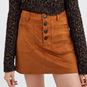 ZARA brown suede button down mini skirt